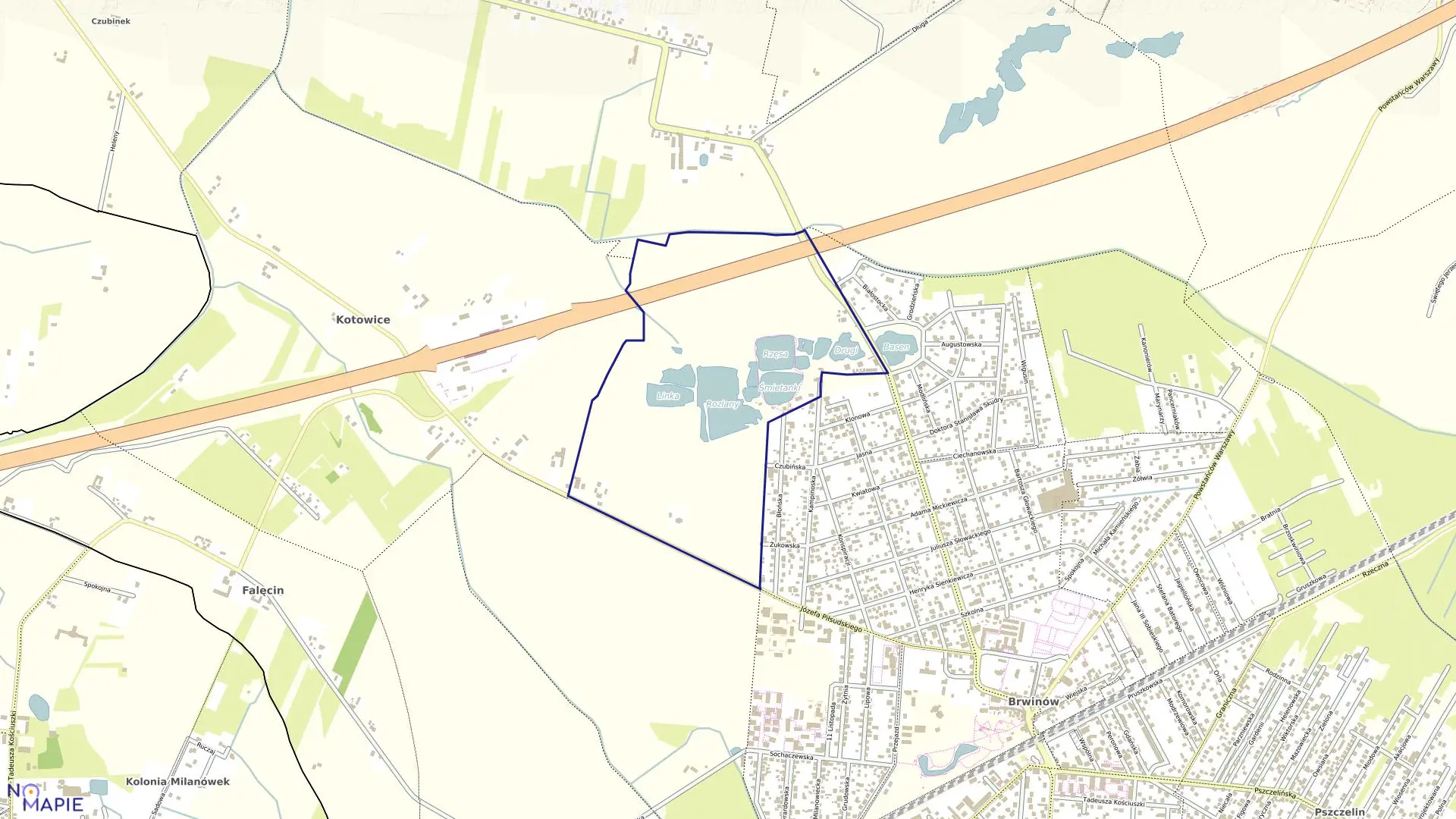 Mapa obrębu 01 w gminie Brwinów
