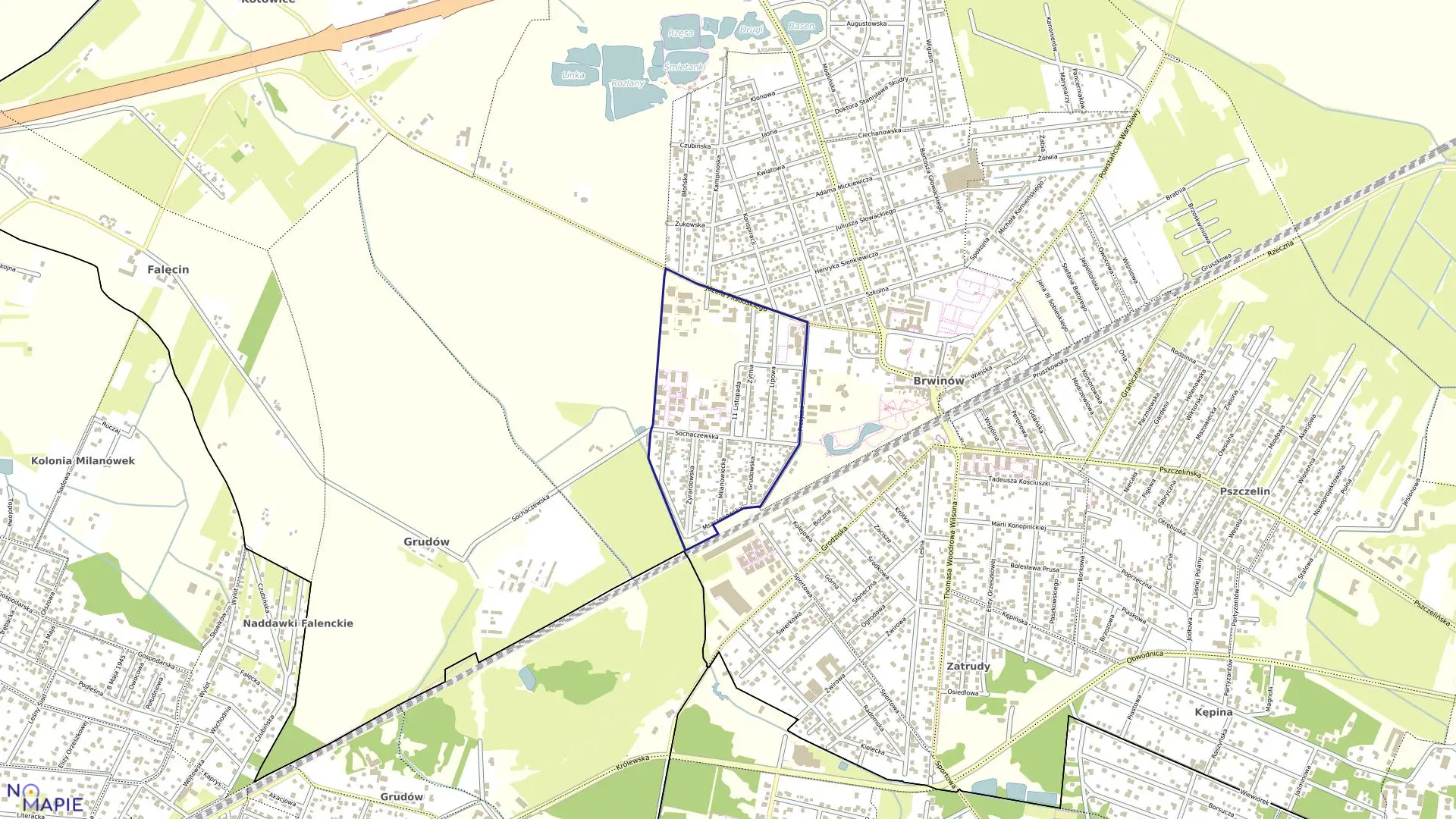 Mapa obrębu 04 w gminie Brwinów