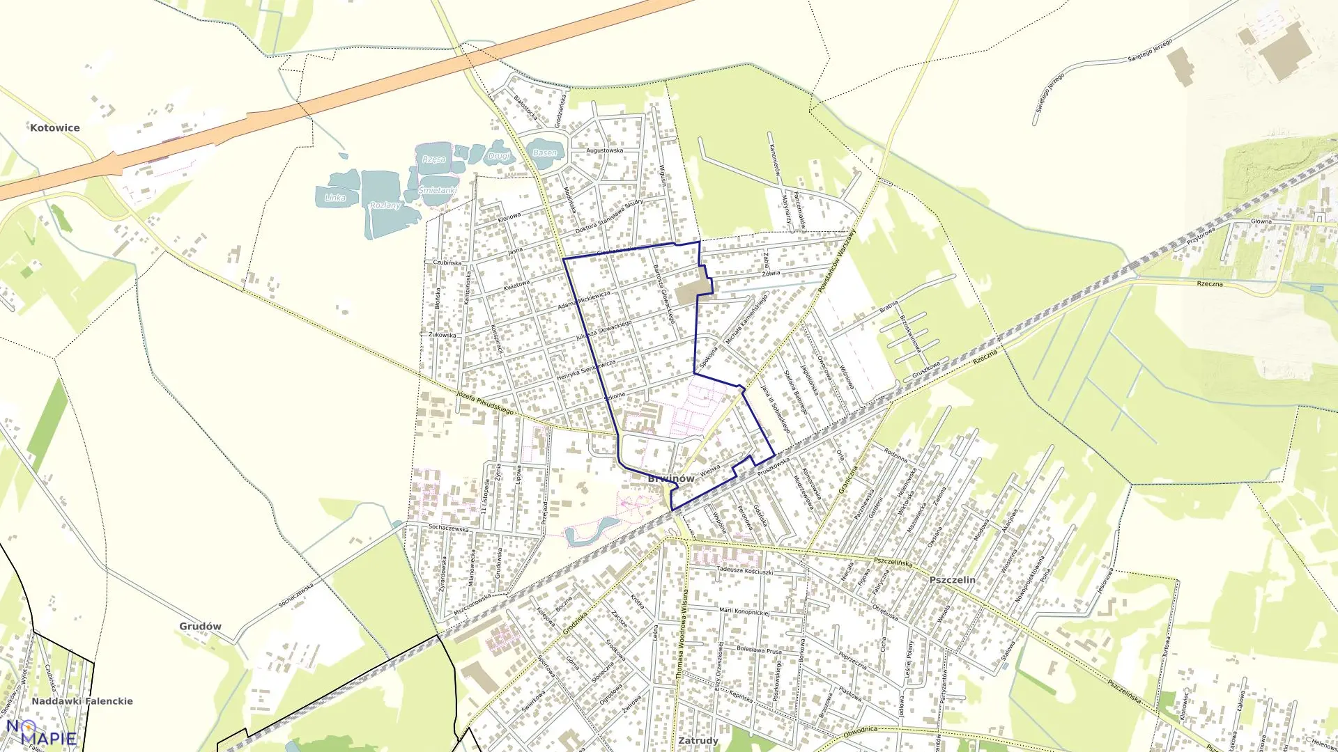 Mapa obrębu 08 w gminie Brwinów