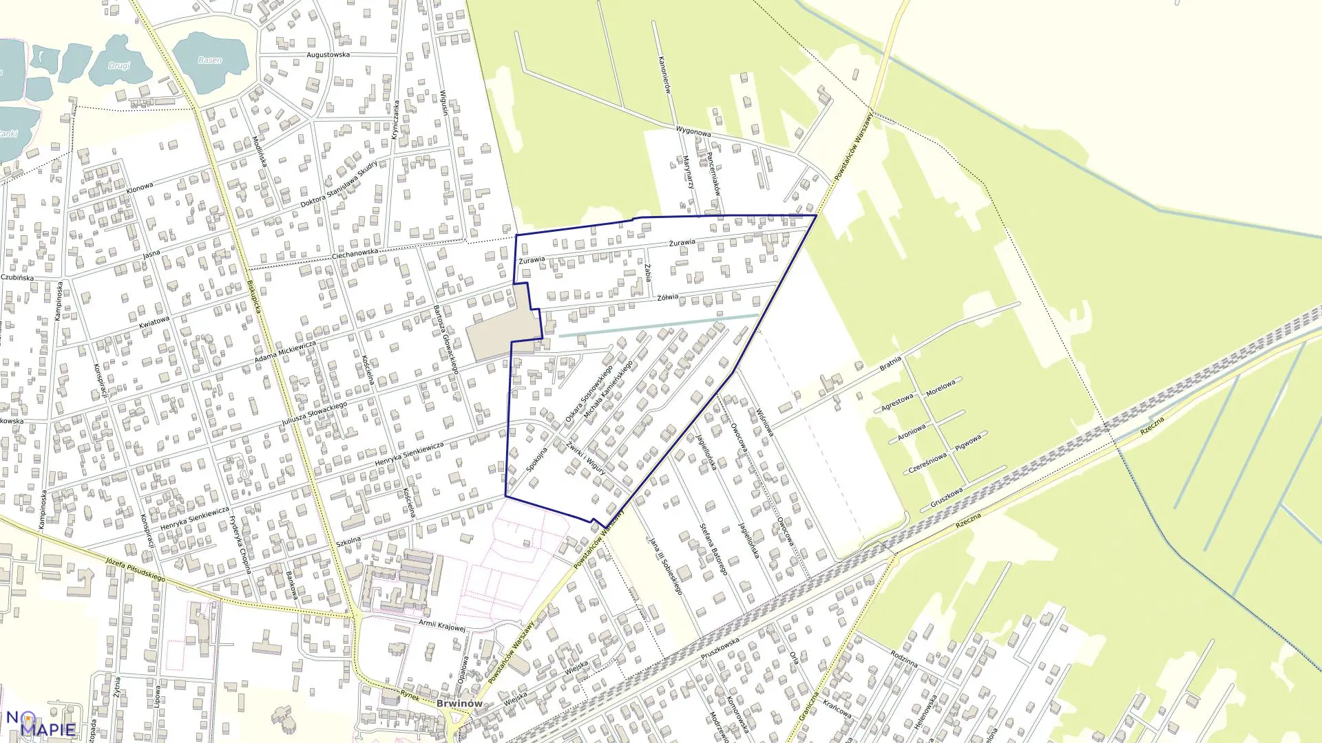 Mapa obrębu 10 w gminie Brwinów