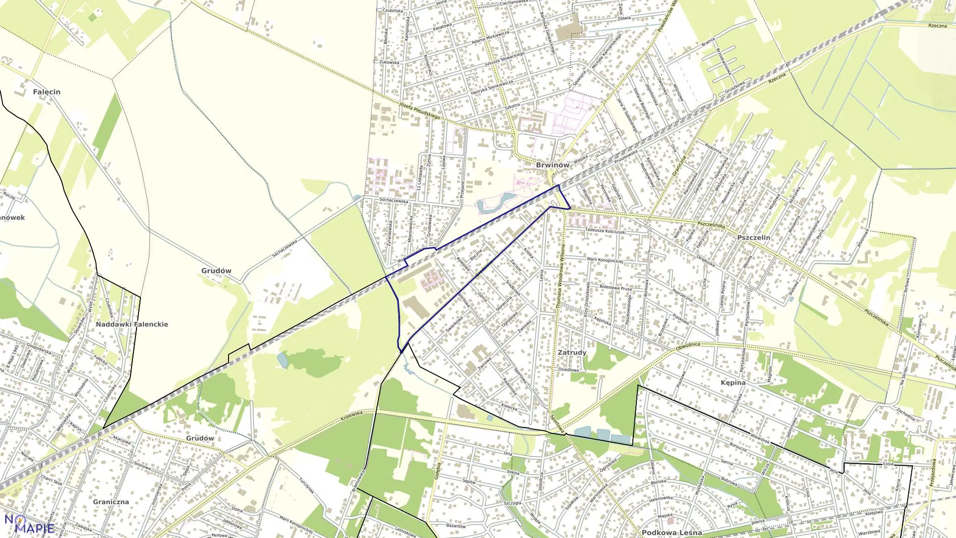 Mapa obrębu 12 w gminie Brwinów