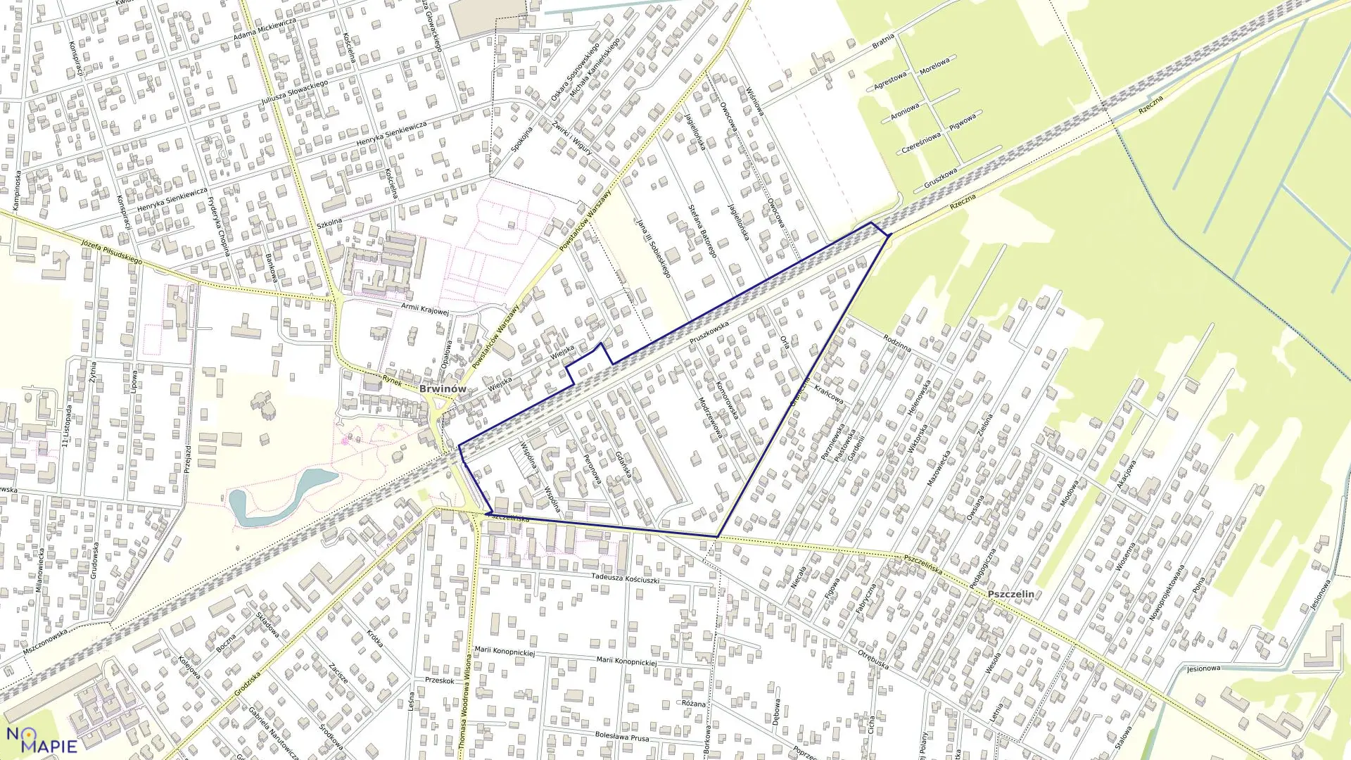 Mapa obrębu 15 w gminie Brwinów