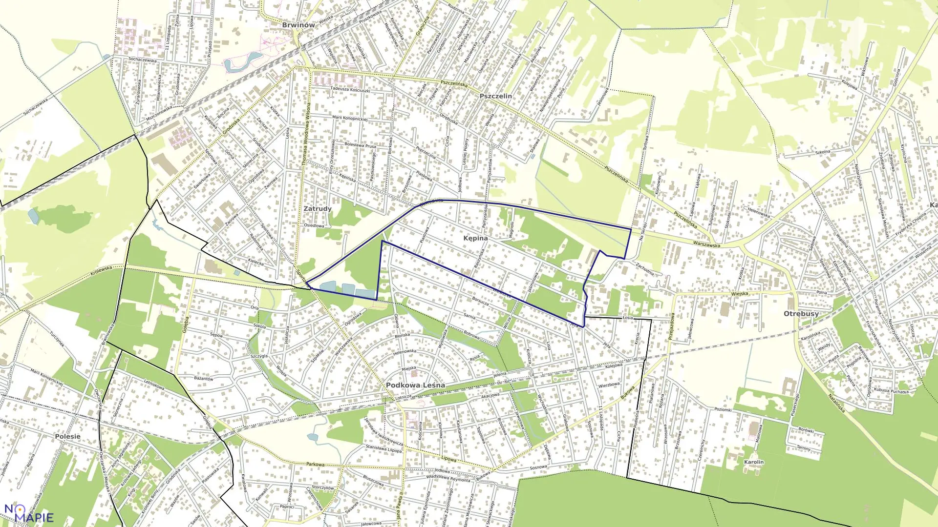 Mapa obrębu 20 w gminie Brwinów