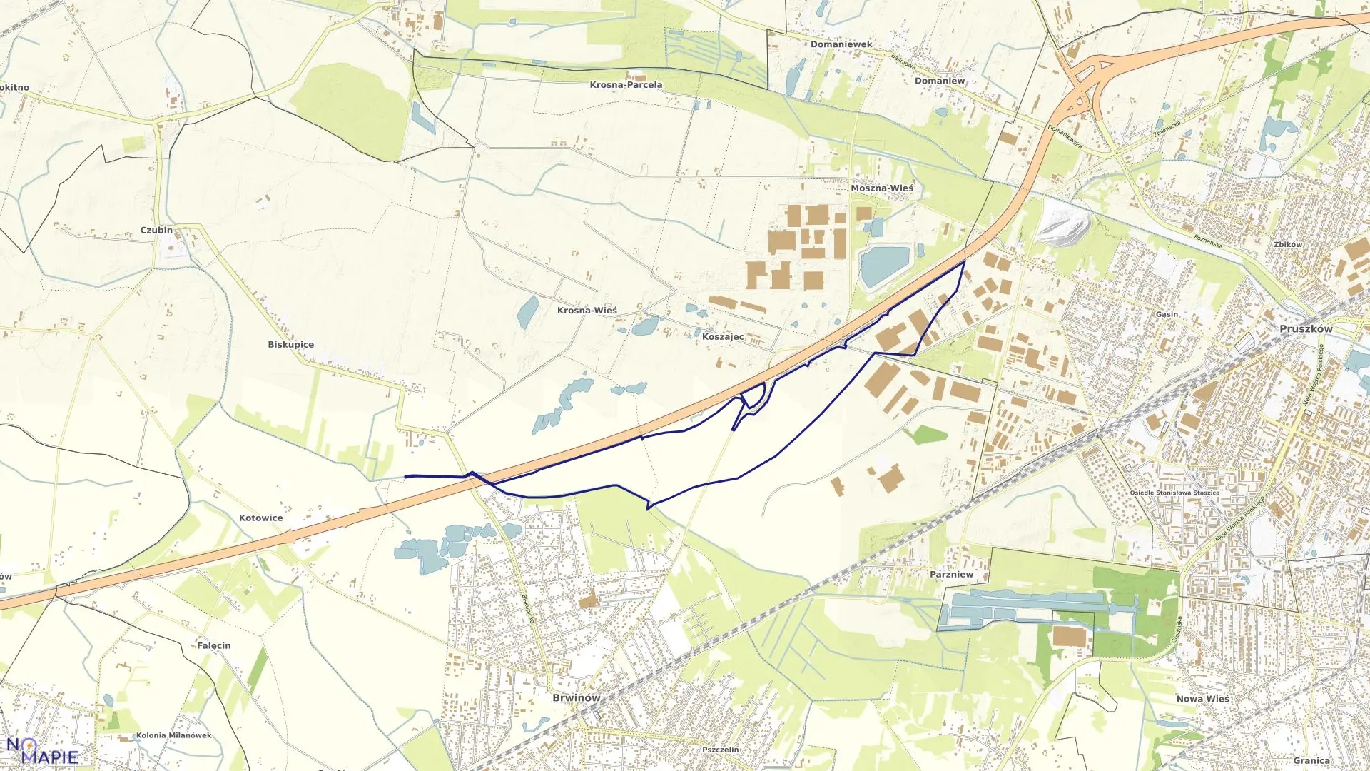 Mapa obrębu 22 w gminie Brwinów