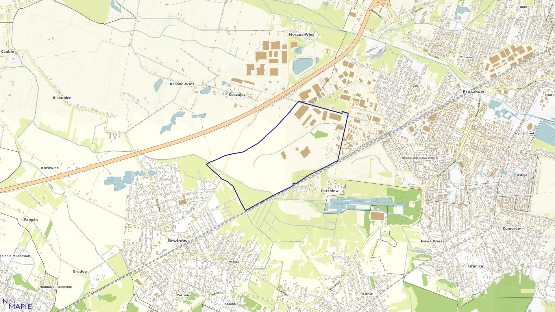 Mapa obrębu 23 w gminie Brwinów