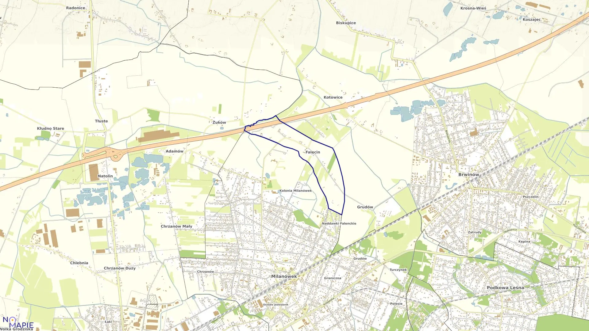 Mapa obrębu FALĘCIN w gminie Brwinów