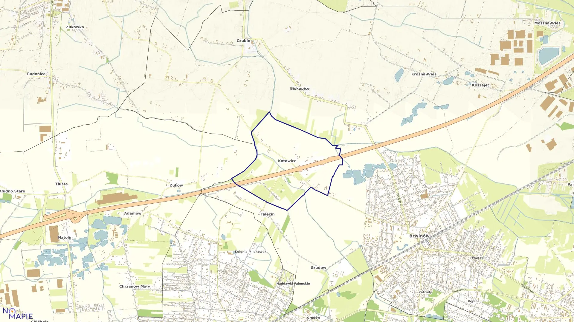 Mapa obrębu KOTOWICE w gminie Brwinów