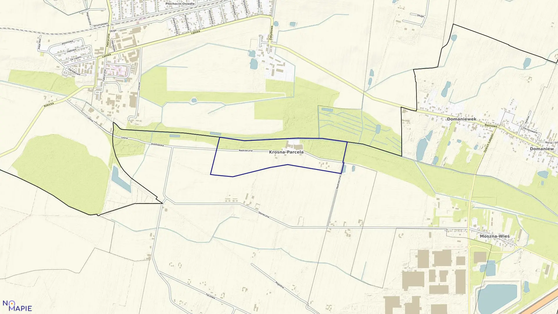 Mapa obrębu KROSNA- PARCELA w gminie Brwinów