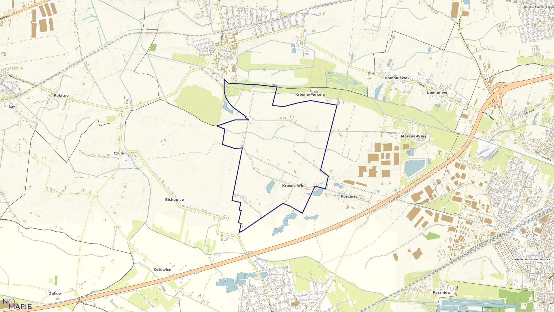 Mapa obrębu KROSNA- WIEŚ w gminie Brwinów