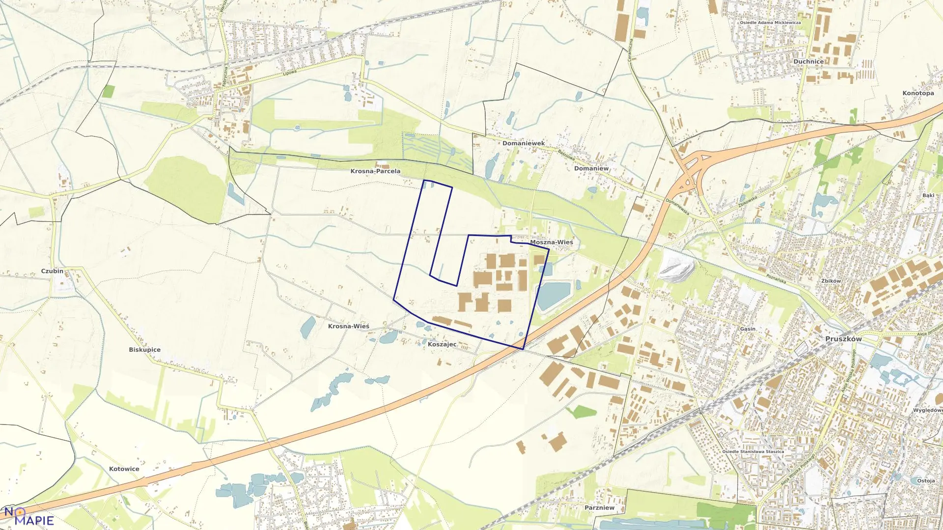 Mapa obrębu MOSZNA- PARCELA w gminie Brwinów