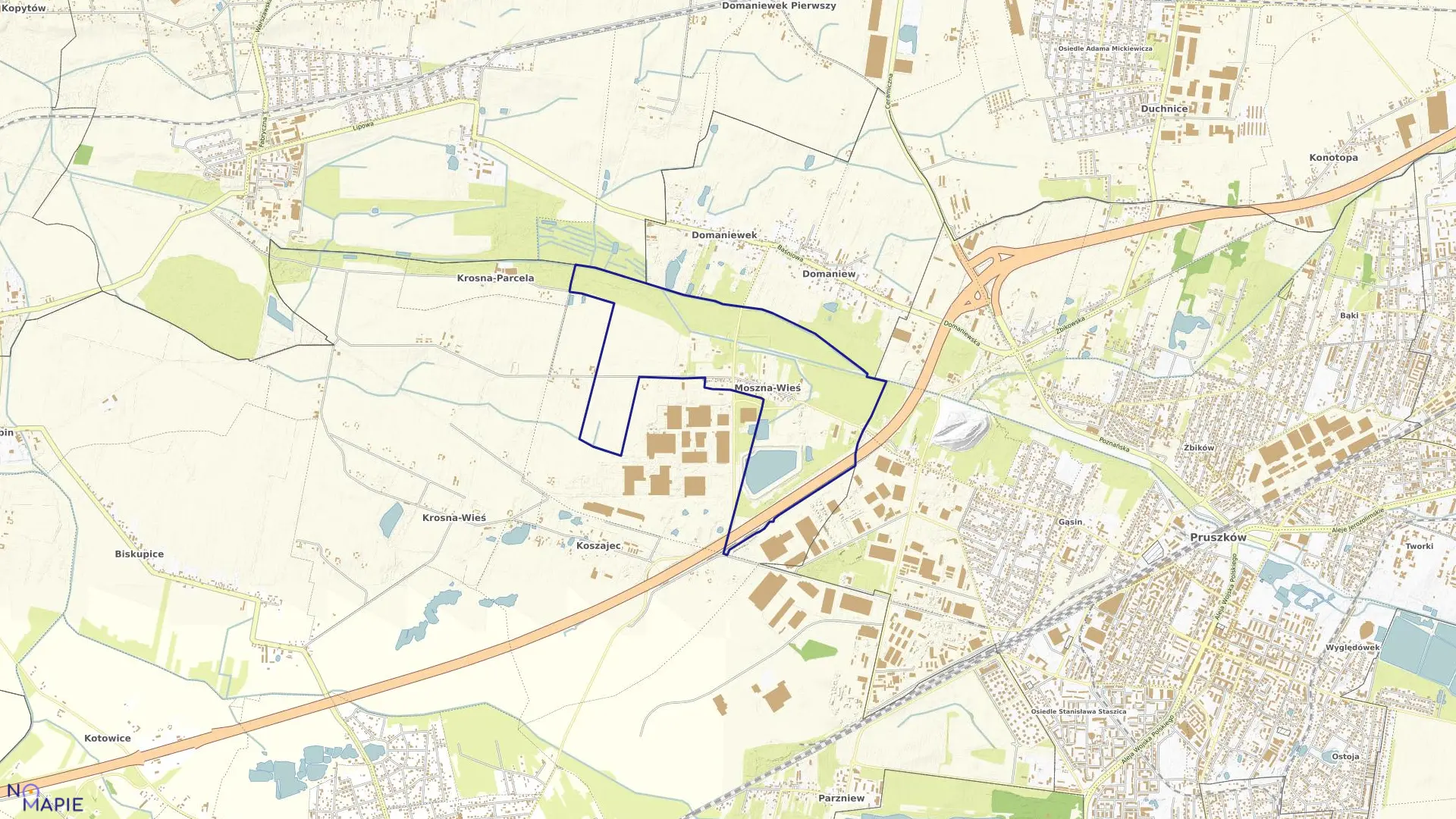 Mapa obrębu MOSZNA-WIEŚ w gminie Brwinów