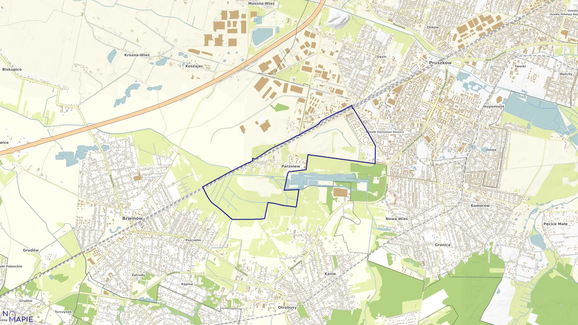 Mapa obrębu PARZNIEW w gminie Brwinów